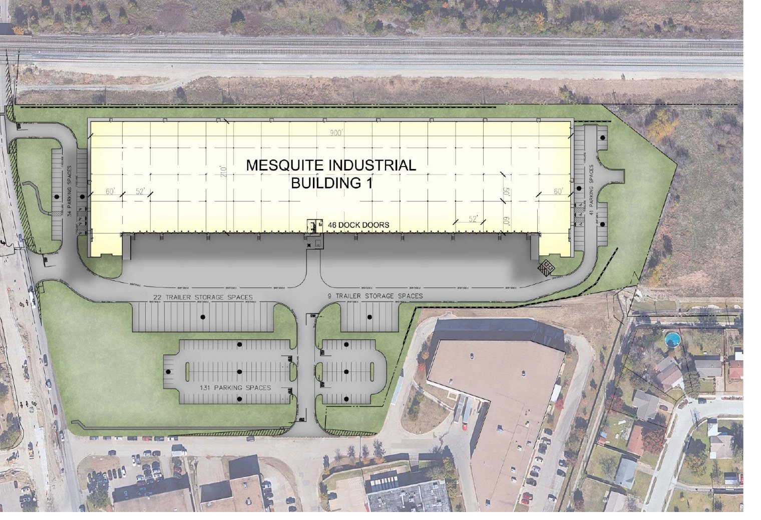 Town East Logistics — full building site plan aerial